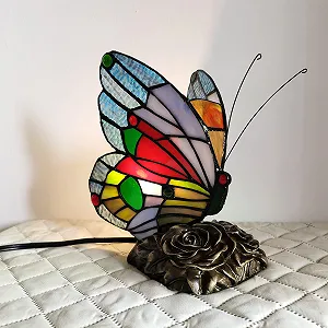 Настільна лампа Tiffany Butterfly Вінтажна Вітражне скло Метелик synthetic.ua - Фото 1