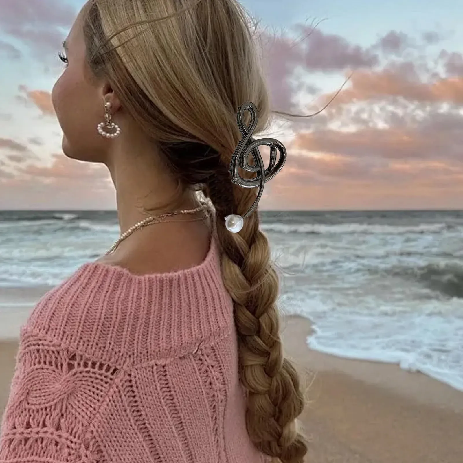 Металлическая заколка для волос с музыкальной нотой, фото №9