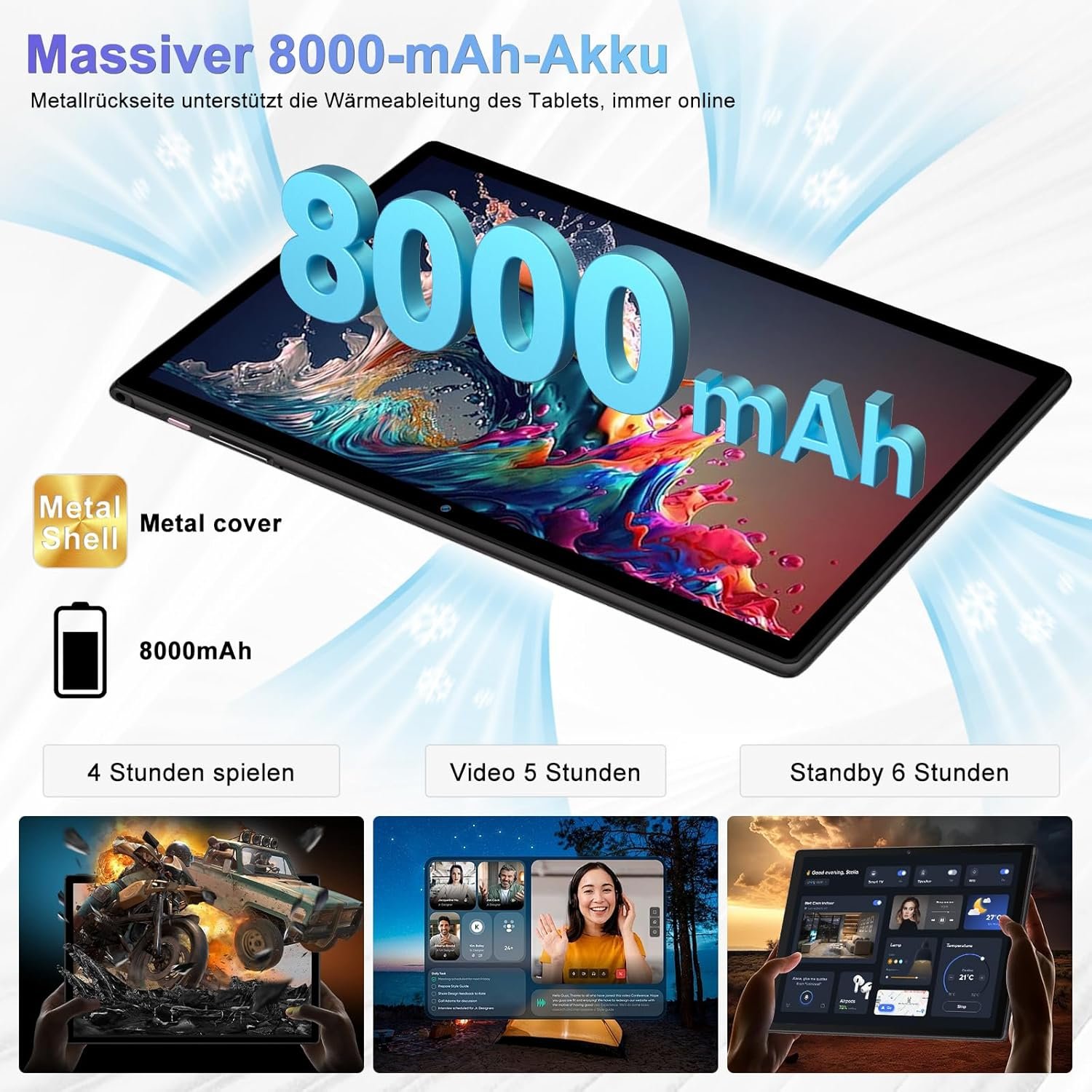 Планшет 10.1" SUAAT S10 (8+22)/128Gb 8 ядер Android 15 8000 mAh Чорний, фото №3 Планшет 10.1" SUAAT S10 (8+22)/128Gb 8 ядер Android 15 8000 mAh Чорний, фото №3