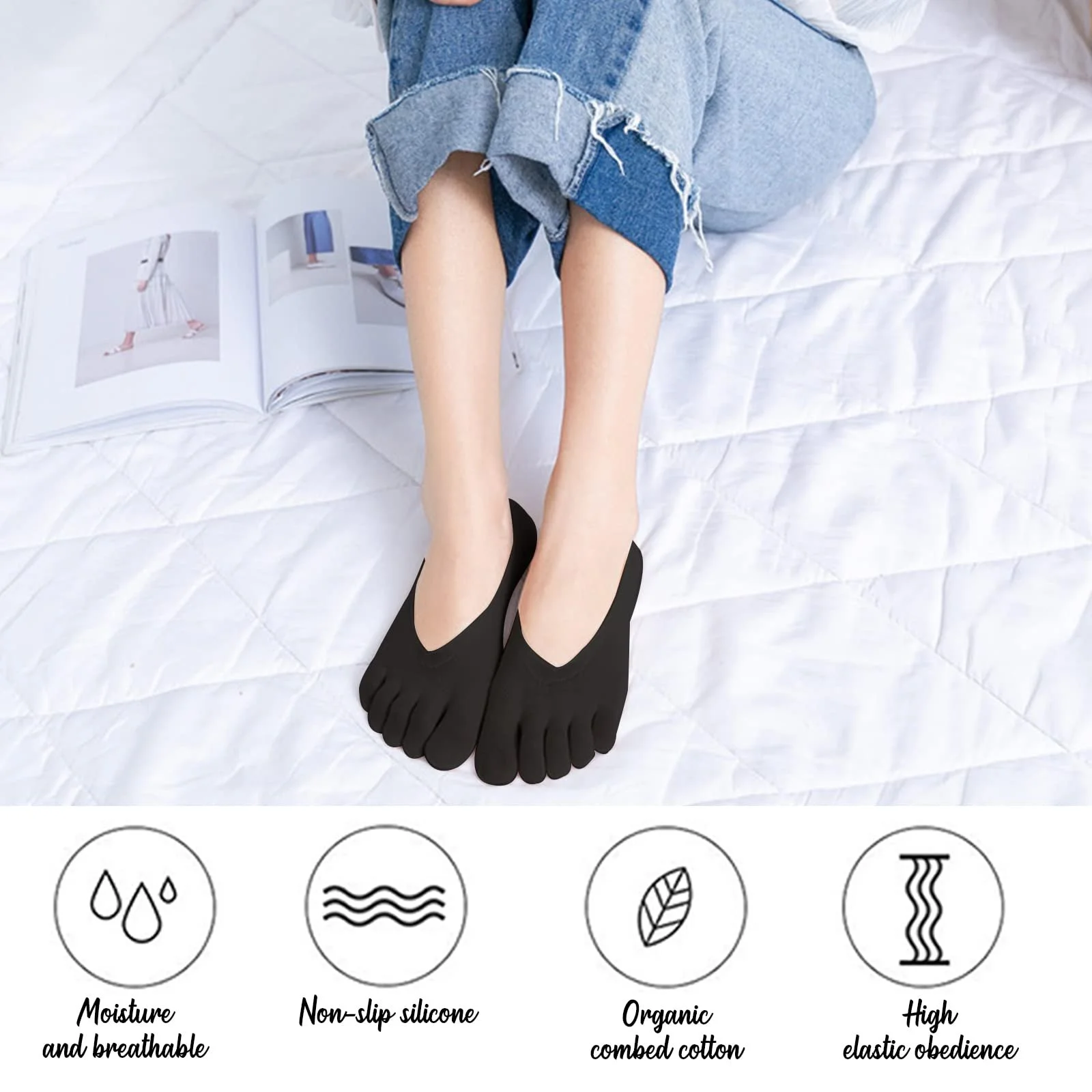 Шкарпетки з пальцями жіночі, 3 пари, фото №6