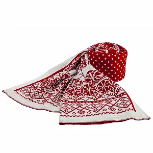 Вязаний Плед Deco4Me Різдвяний Червоний/Білий 130 x 170 см synthetic.ua - Фото 1