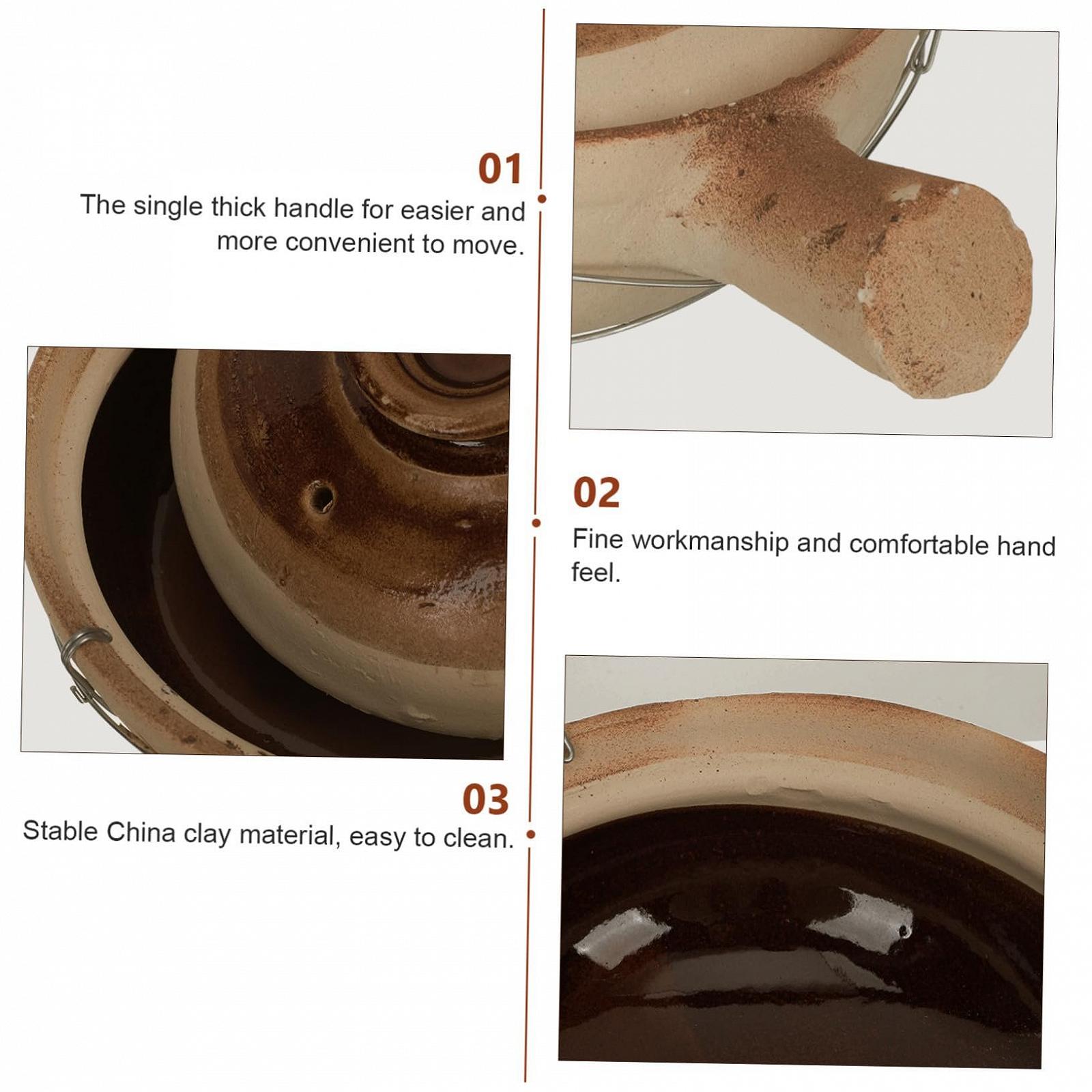 Горщик китайський глиняний термостійкий з товстою ручкою, фото №6