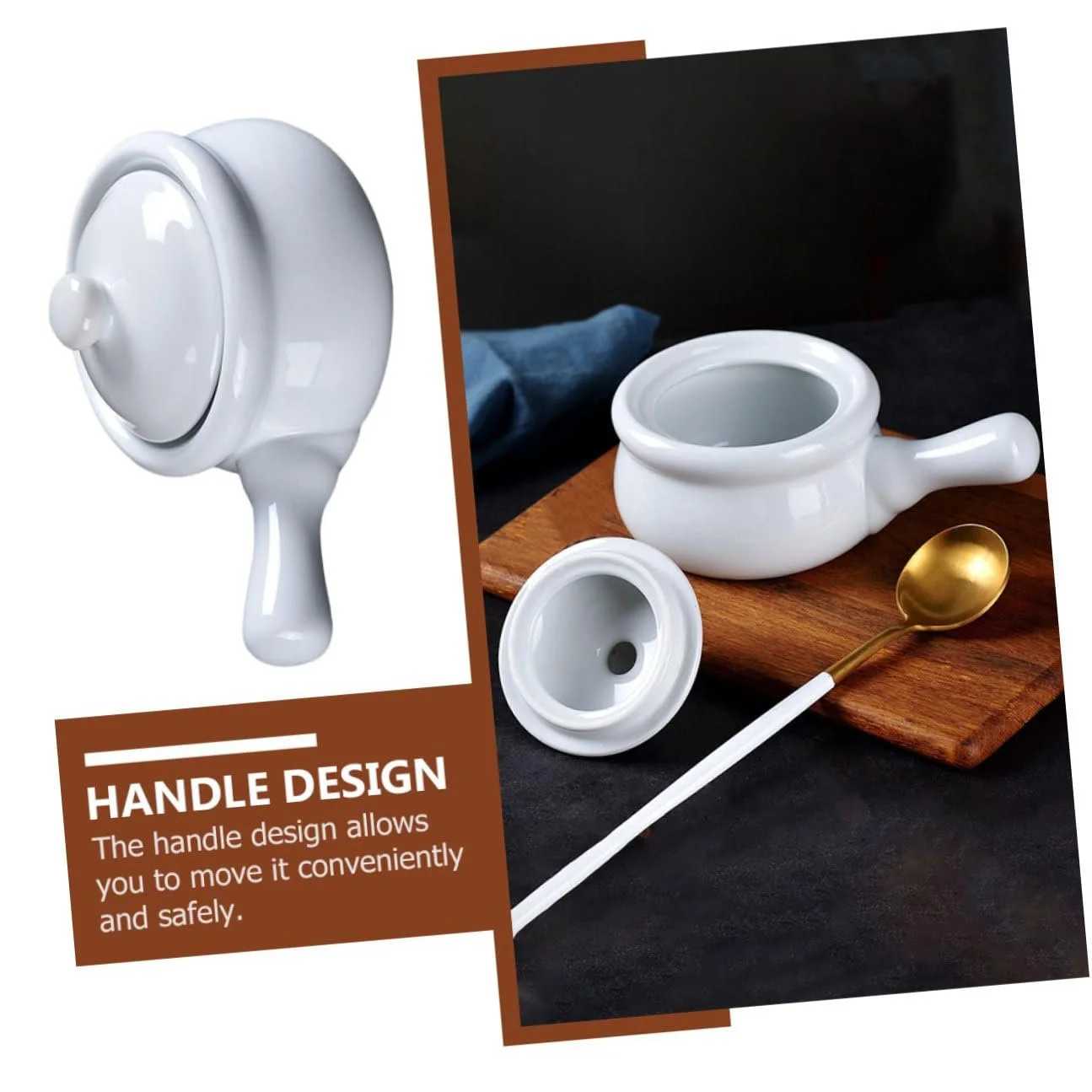 Кастрюля для запекания керамическая с крышкой маленькая толстостенная для супа и тушения, фото №4