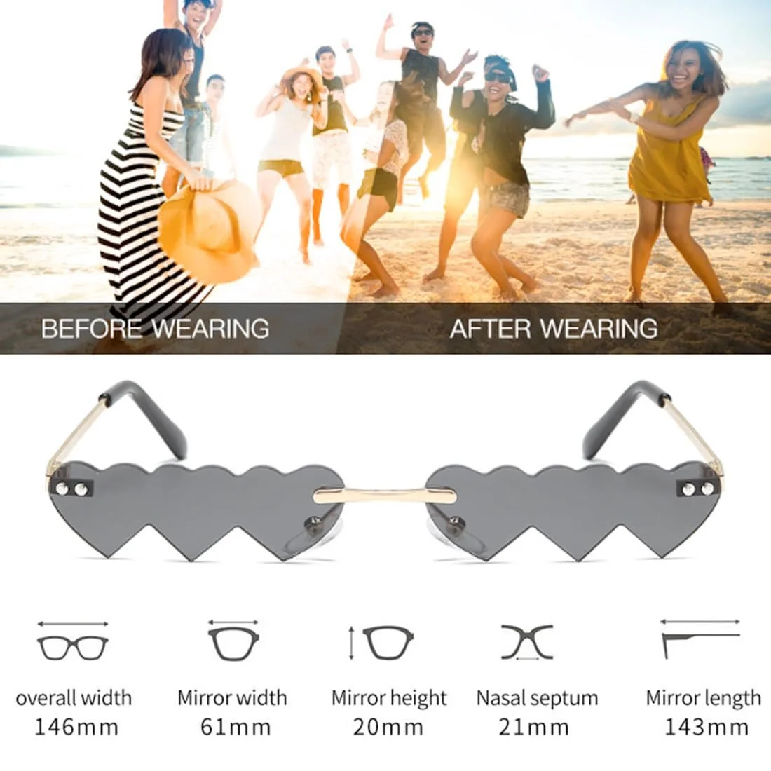 Сонцезахисні Окуляри Серце Ретро QOWUXHZ, 2 шт, Червоний, фото №2 Сонцезахисні Окуляри Серце Ретро QOWUXHZ, 2 шт, Червоний, фото №2