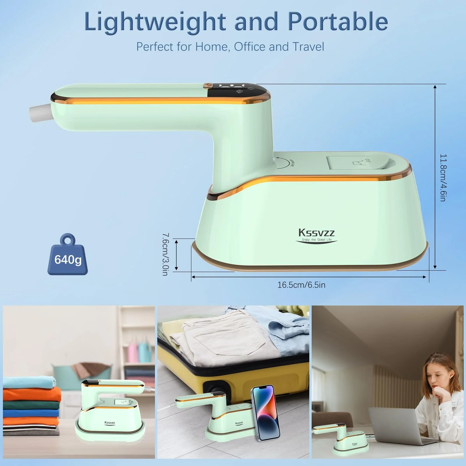 Вертикальний відпарювач Kssvzz 2-in-1 1200 Вт LCD Display Foldable Green, фото №7