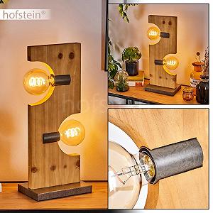 Настільна лампа Santorum Wood/Metal Natural / Antique Nickel 2-лампова Scandinavian 2 x E27 synthetic.ua - Фото 1