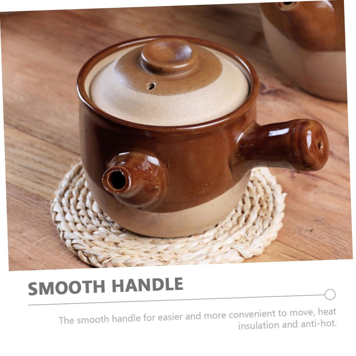 Ківш керамічний Малий з носиком та теплоізолюючою ручкою, Термостійкий, фото №9