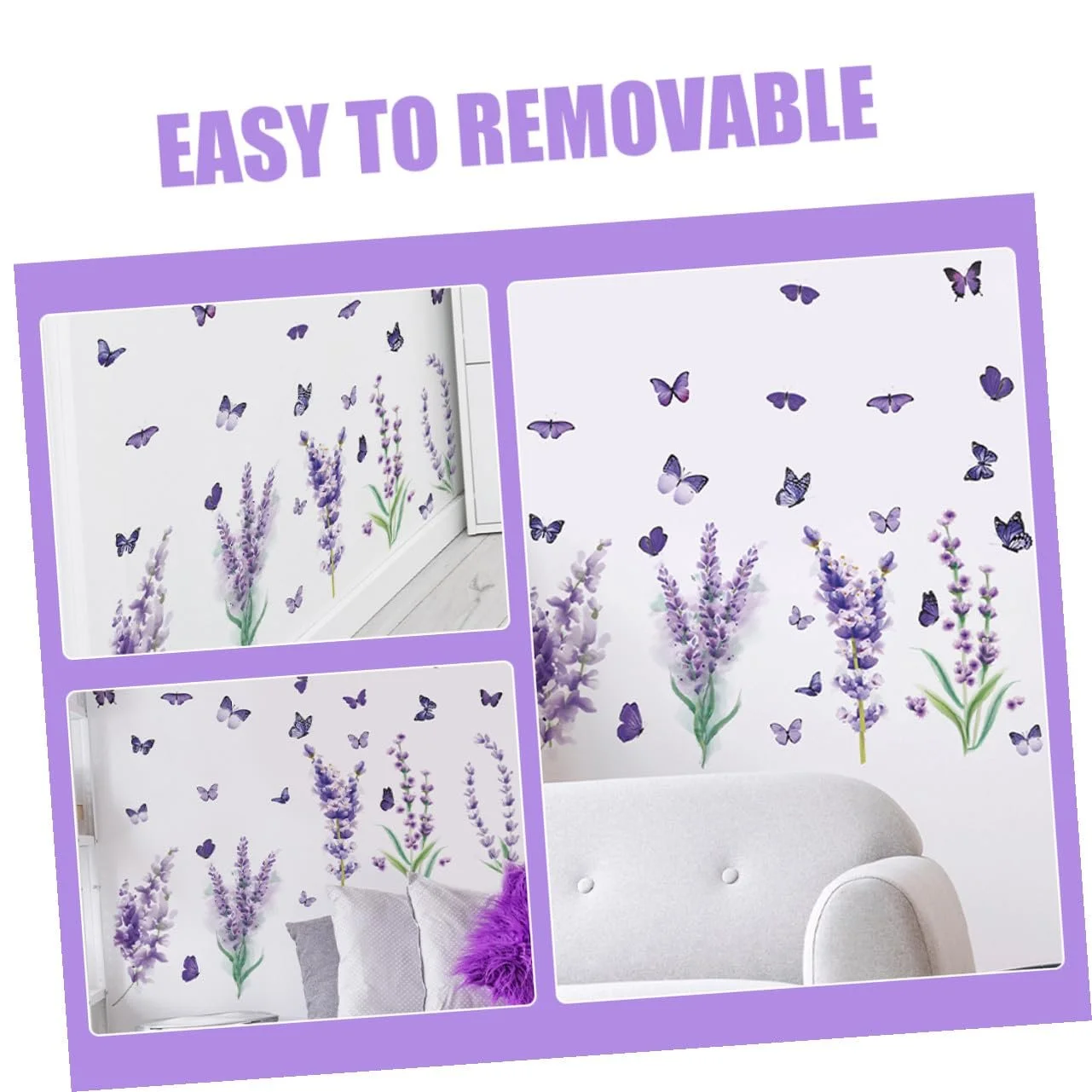 Наклейка на стіну Лаванда Квітковий візерунок Самоклеюча, фото №7