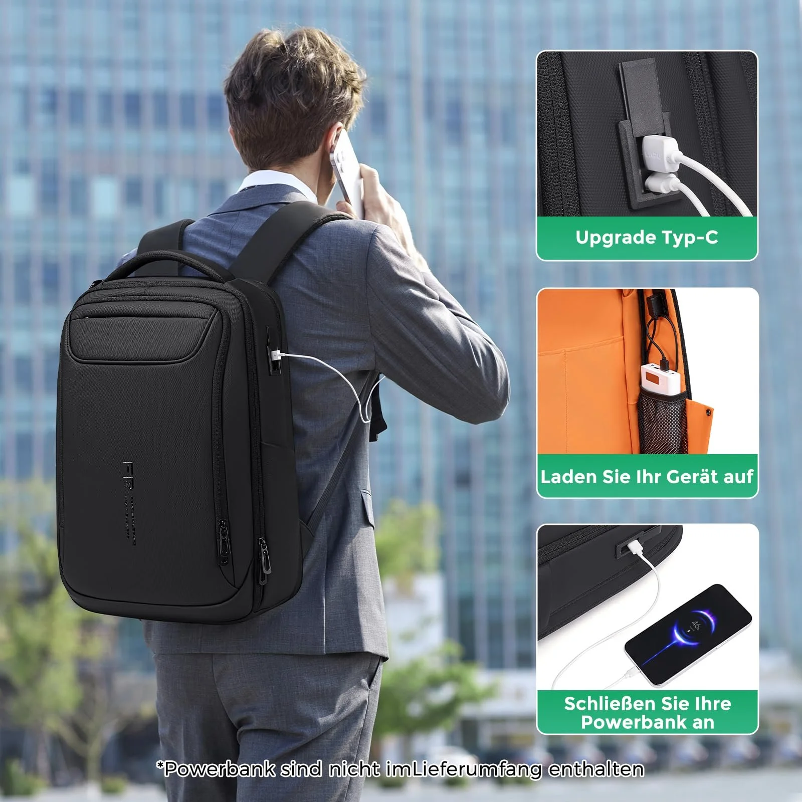 Рюкзак для ноутбука Fenree.geer Business Expandable 15.6 дюйма 1800D Waterproof USB Port, фото №5 Рюкзак для ноутбука Fenree.geer Business Expandable 15.6 дюйма 1800D Waterproof USB Port, фото №5