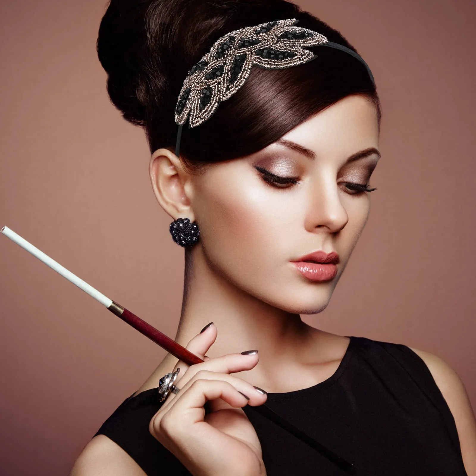 Обруч на голову Sibba 1920-х років, кришталева, фото №7