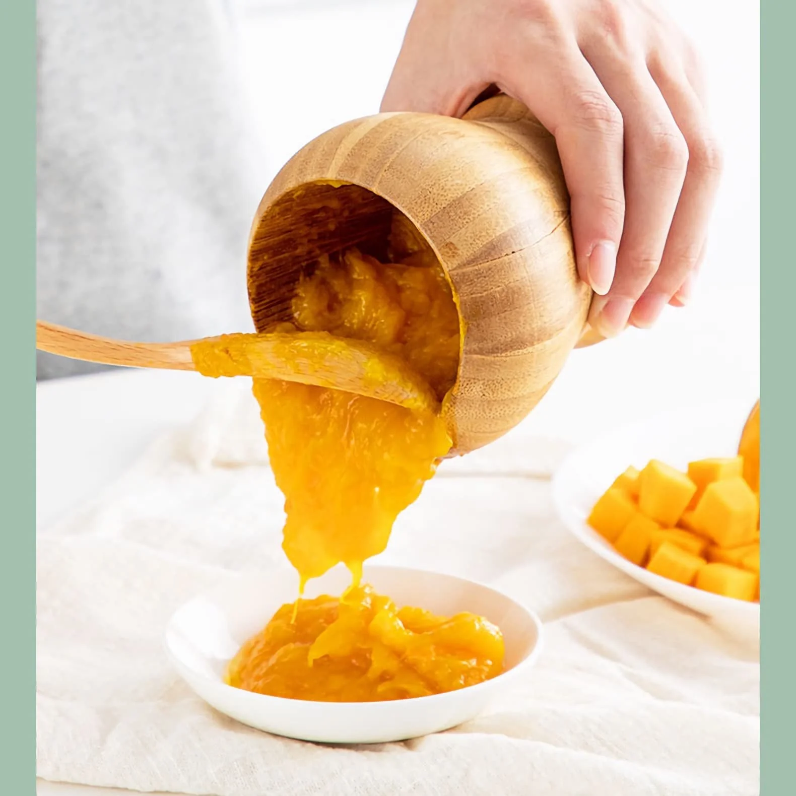 Набір ступки і товкачика дерев'яний ручна часникодавка для гуакамоле, сальси, фото №6