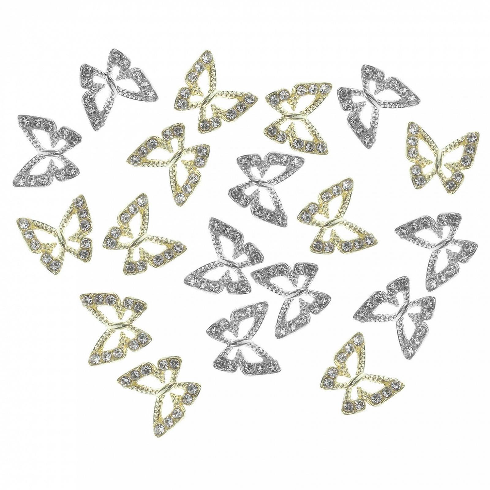 Подвески для ногтей Стразы Форма бабочки, 20 шт, фото №1