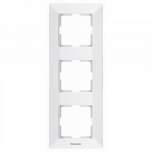 Рамка Panasonic Arkedia Slim тройная вертикальная белая - Фото 1