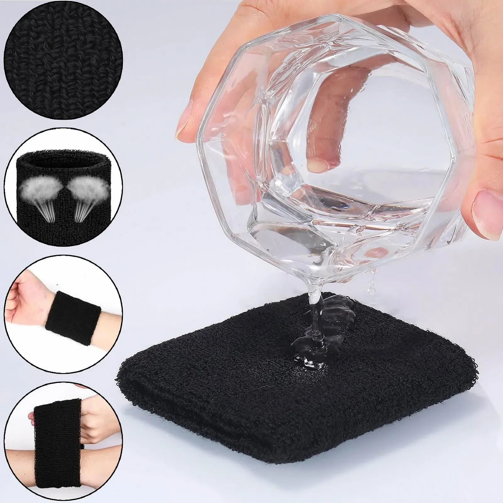 Пов'язка на голову Спортивна для жінок Еластична тонка Чорний, фото №4