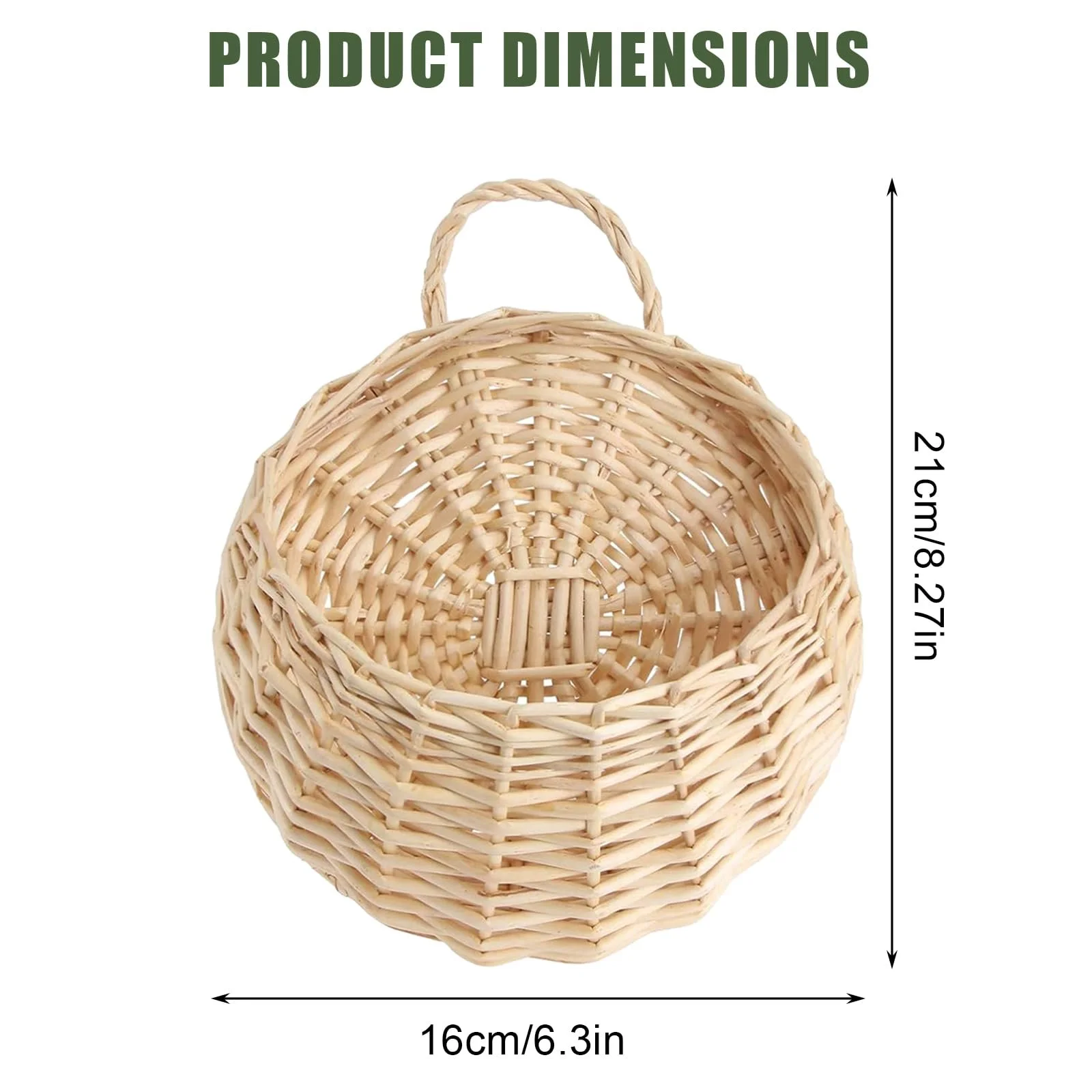 Кошик настінний плетений ручної роботи 21x16x7 см вербовий, фото №2 Кошик настінний плетений ручної роботи 21x16x7 см вербовий, фото №2