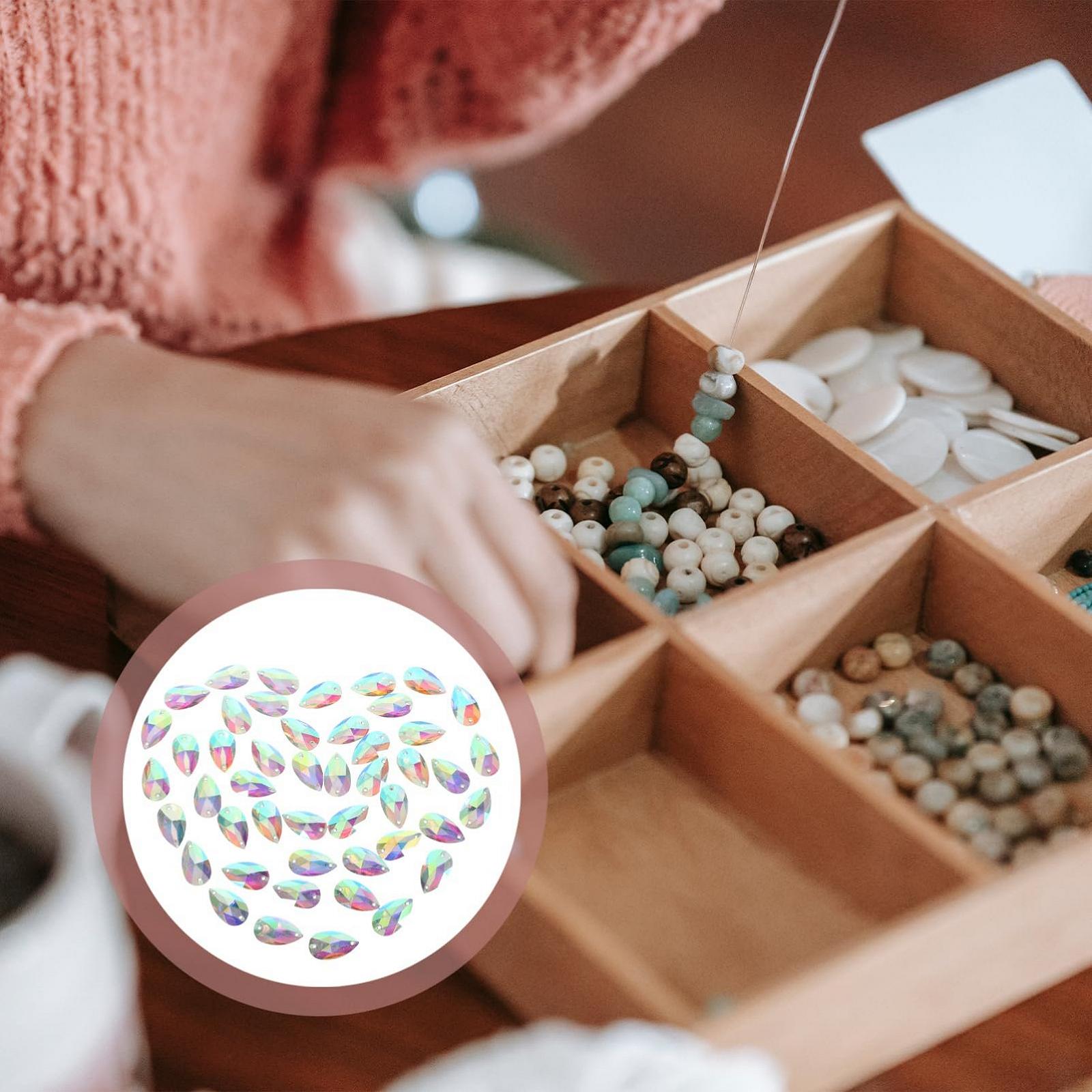 Краплі Смолисті Кришталі Набір з Бісеру Плоска Задня Частина Стрази для Костюмів 17 x 28 мм, 3 набори по 50 штук, фото №8