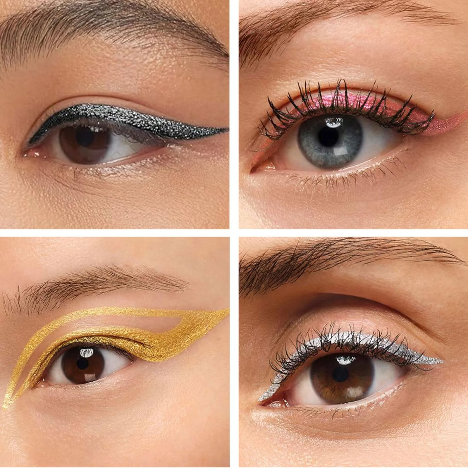 Набір рідких підводок для очей з блискітками Багатоколірний з тонким кінчиком водостійка, фото №4