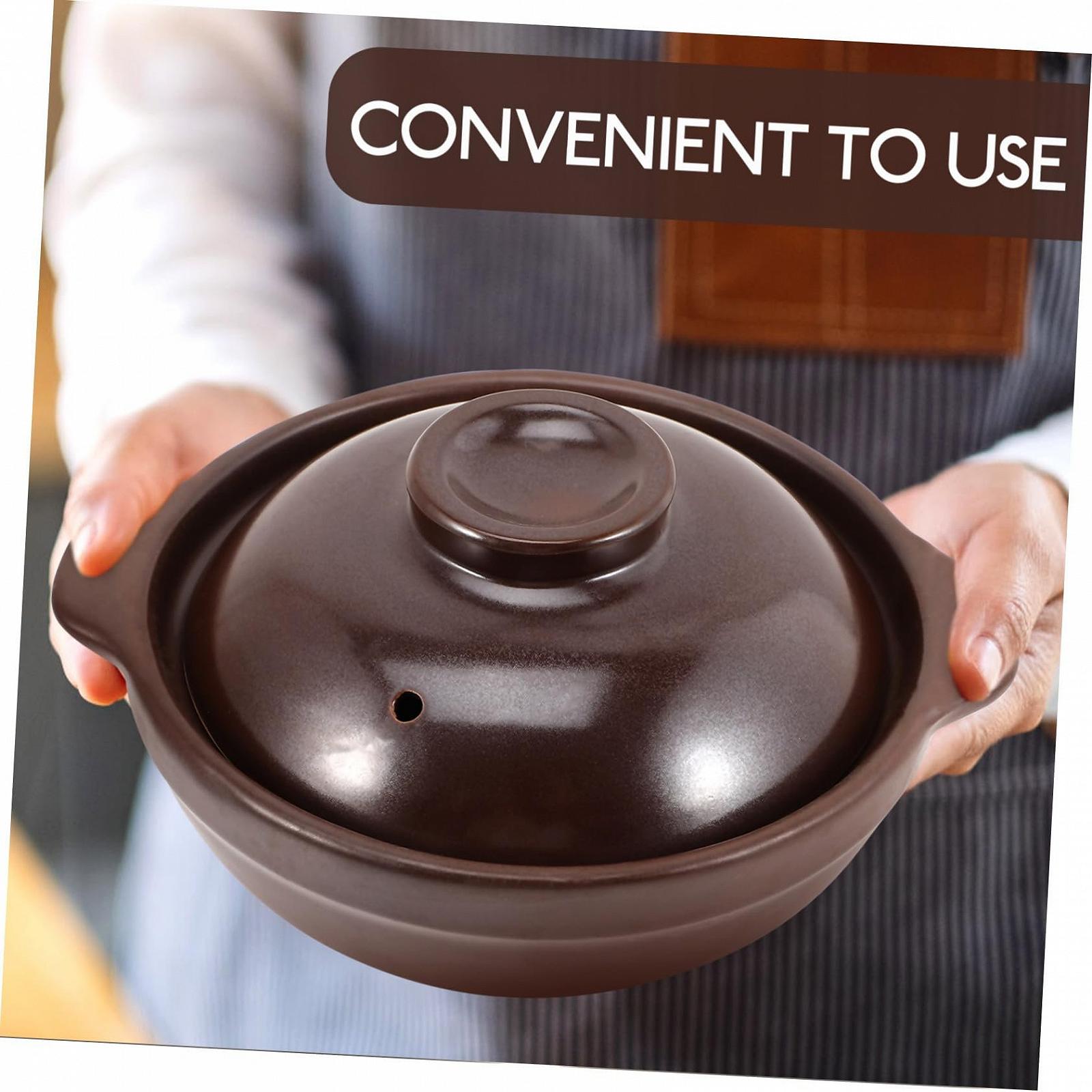 Керамічний горщик TOYANDONA з кришкою жаростійкий для газової плити коричневий, фото №8 Керамічний горщик TOYANDONA з кришкою жаростійкий для газової плити коричневий, фото №8