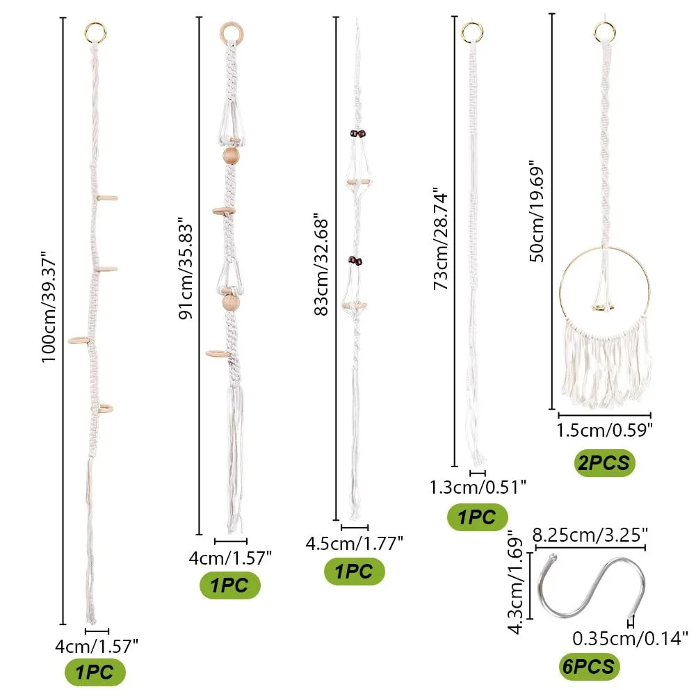 Тримач для повітряних рослин AHANDMAKER 6 шт. Макраме Плетена підставка Бохо, фото №2