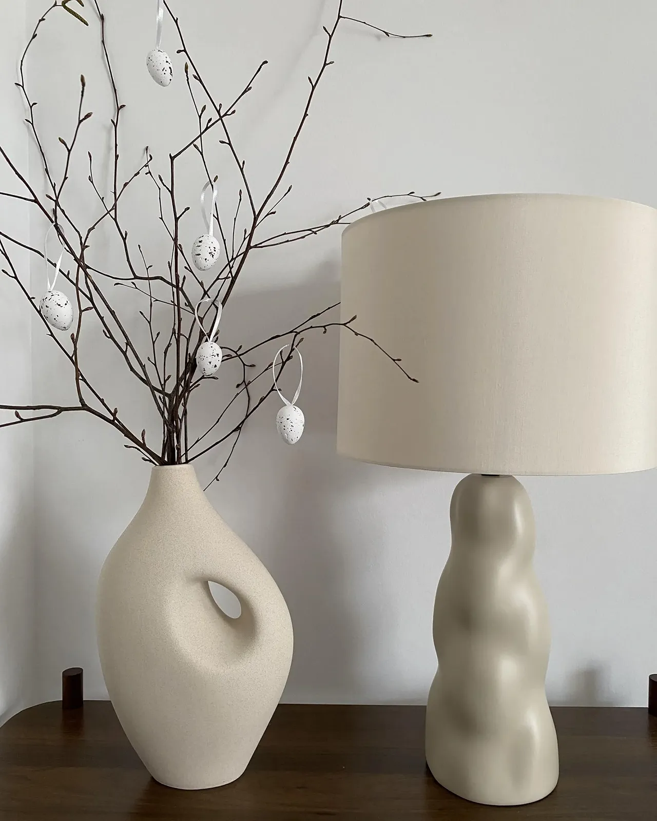 Настільна лампа Beliani Vilar Керамічна Ваза Тканинний абажур Бежева, фото №9