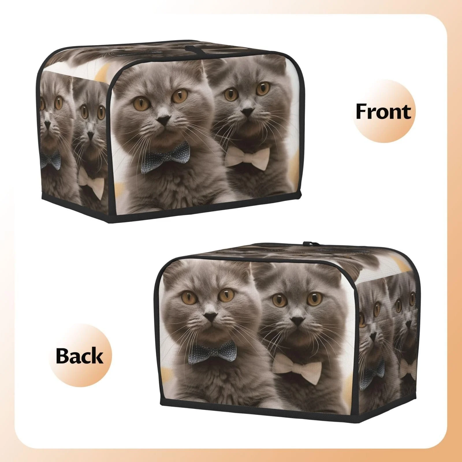 Чехол для тостера на 2 ломтика с карманами Universal Bread Maker Covers Funny Cats Kitchen Small Appliances Covers с ручкой, фото №3 Чехол для тостера на 2 ломтика с карманами Universal Bread Maker Covers Funny Cats Kitchen Small Appliances Covers с ручкой, фото №3