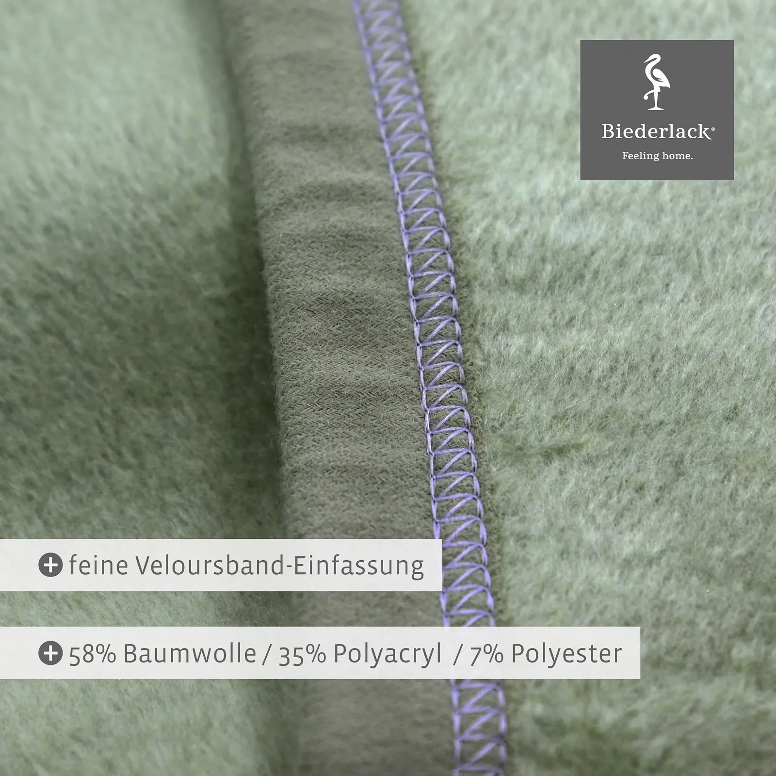 Одеяло Biederlack Fluffy Мягкое Из хлопка и полиакрила, Сделано в Германии, Oeko-Tex Made in Green, Экологически чистое, Однотонное Хлопковое одеяло - Шалфей, Одеяло для дивана 150 x 200 см, фото №5
