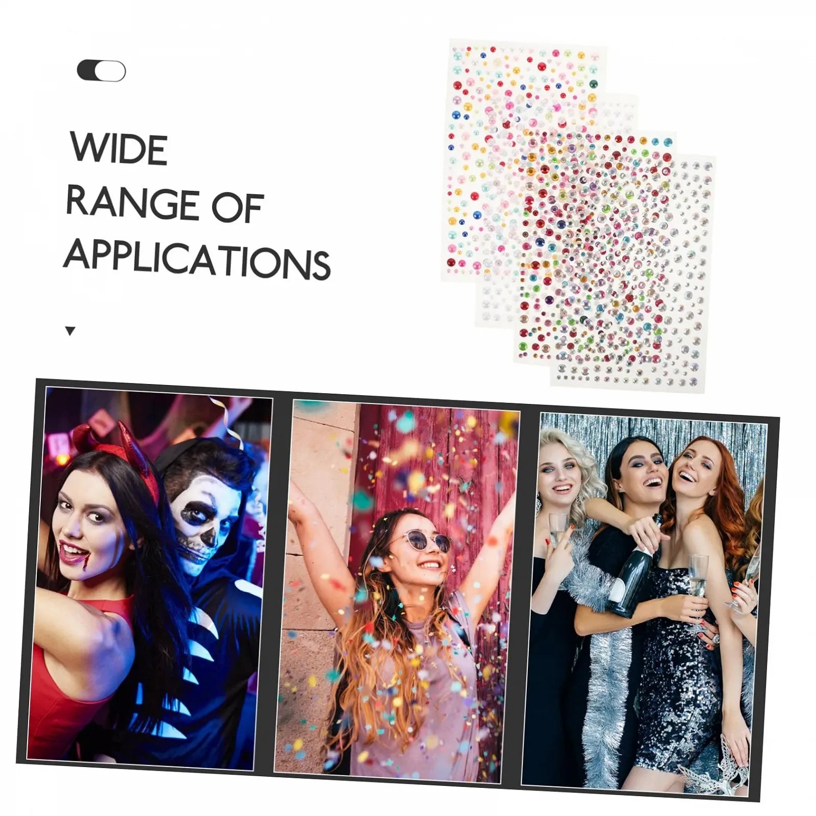 Самоклеящиеся стразы 4 шт. Beavorty Кристалл AB Разноцветные бусины, фото №3