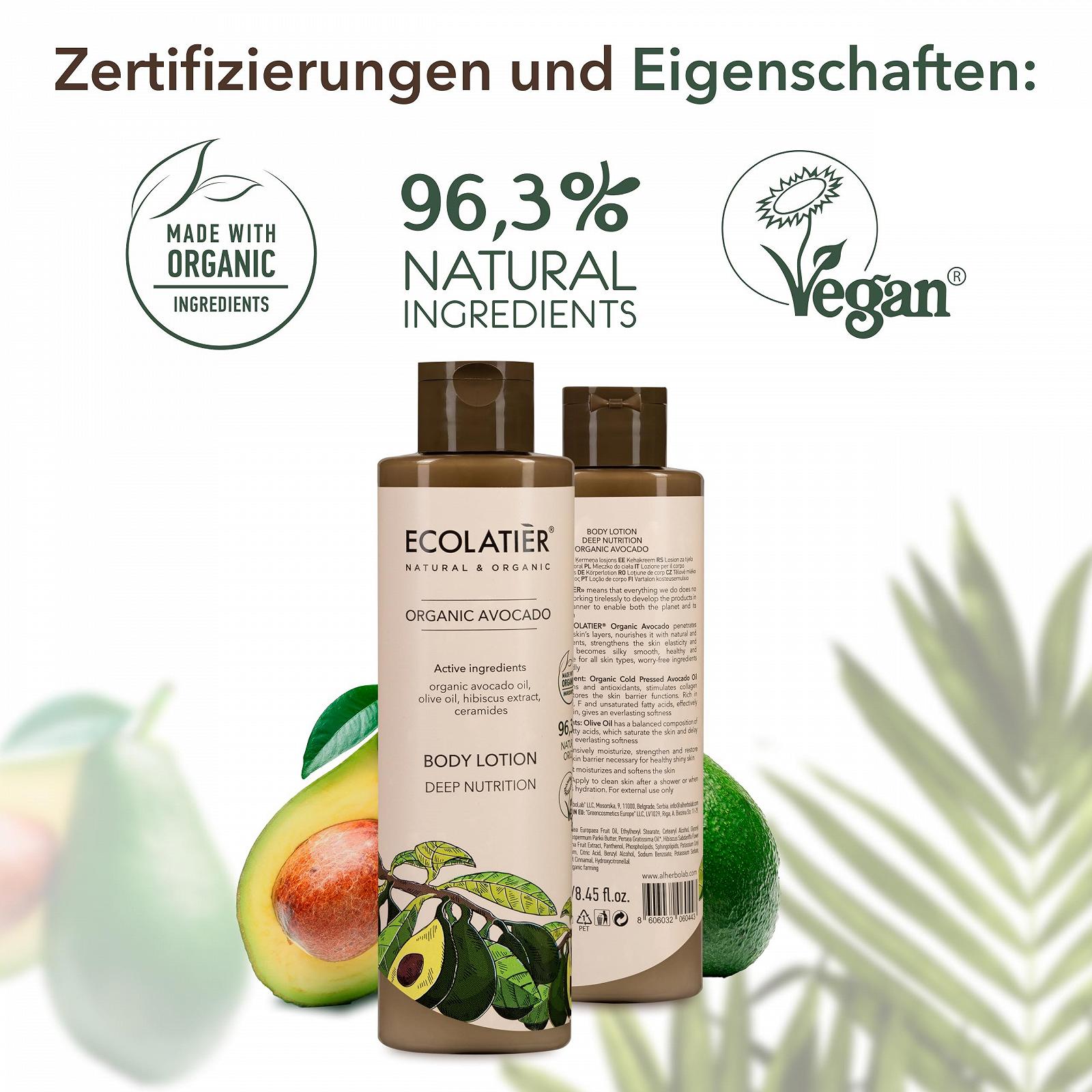 Гель для душу Ecolatier Organic Avocado 97.5% Natural Ingredients 350 мл, фото №6