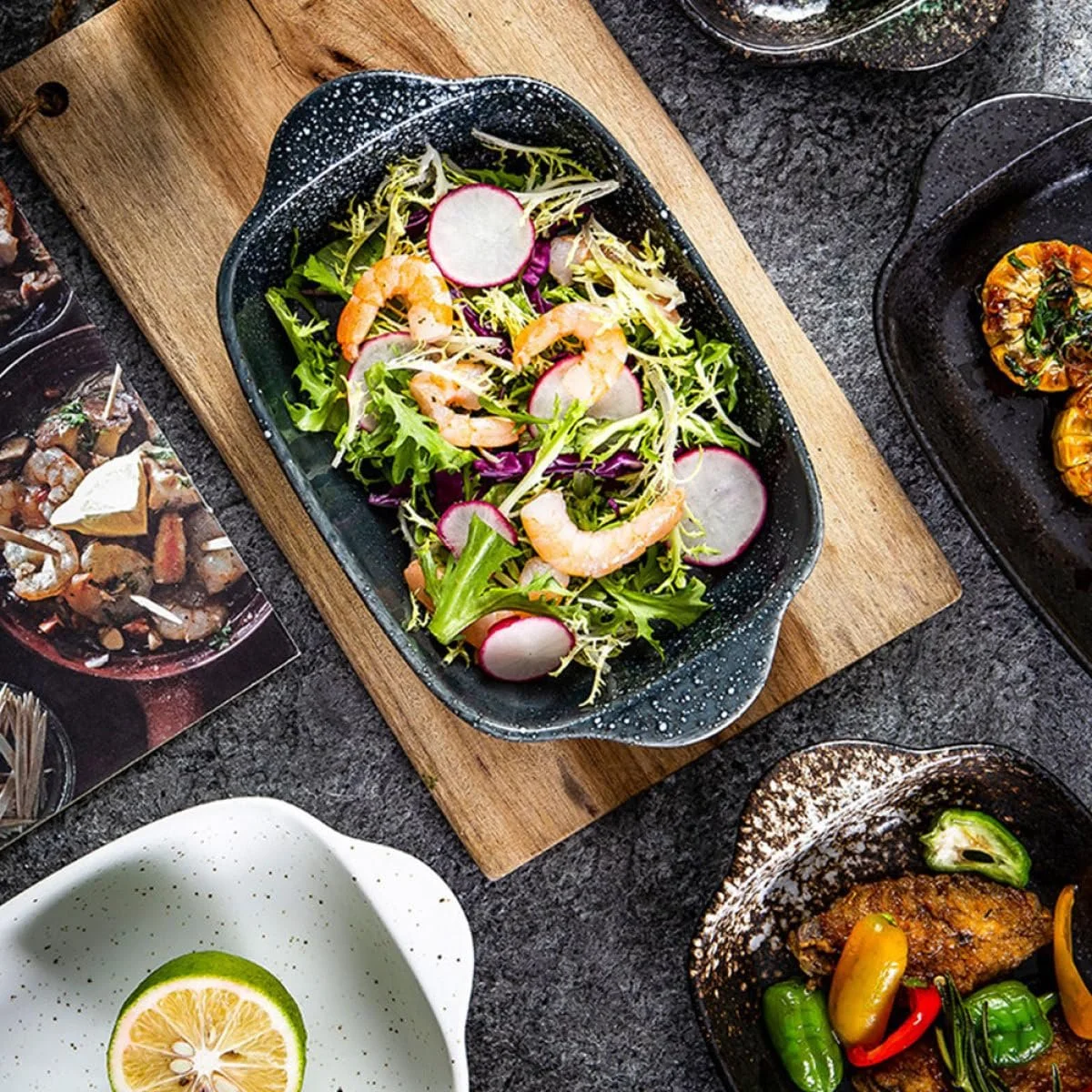 Форма для запекания керамическая с двойными ручками поднос для сервировки, фото №7