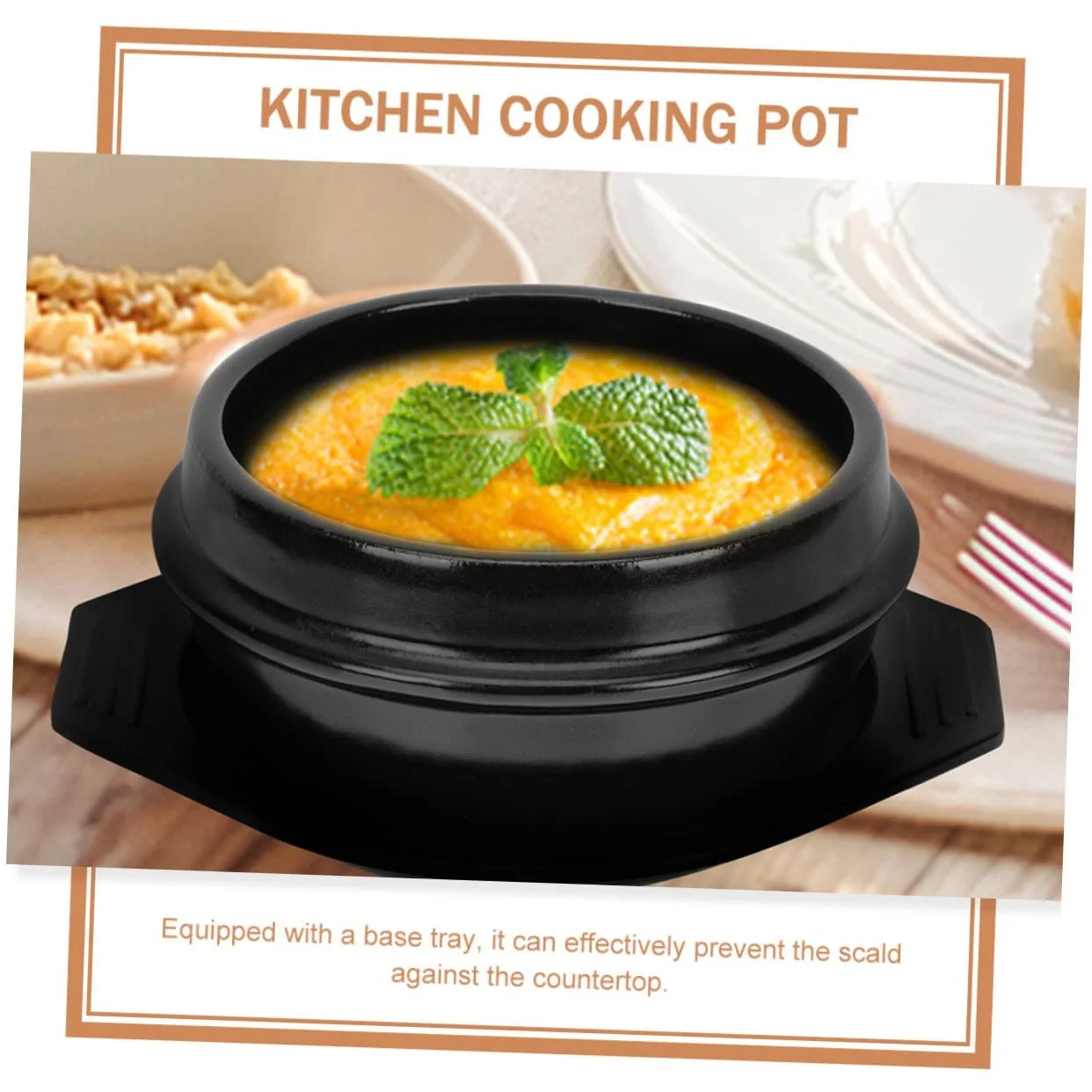 Кастрюля GALPADA для бибимбапа керамическая круглая с ручками жаростойкая, фото №7