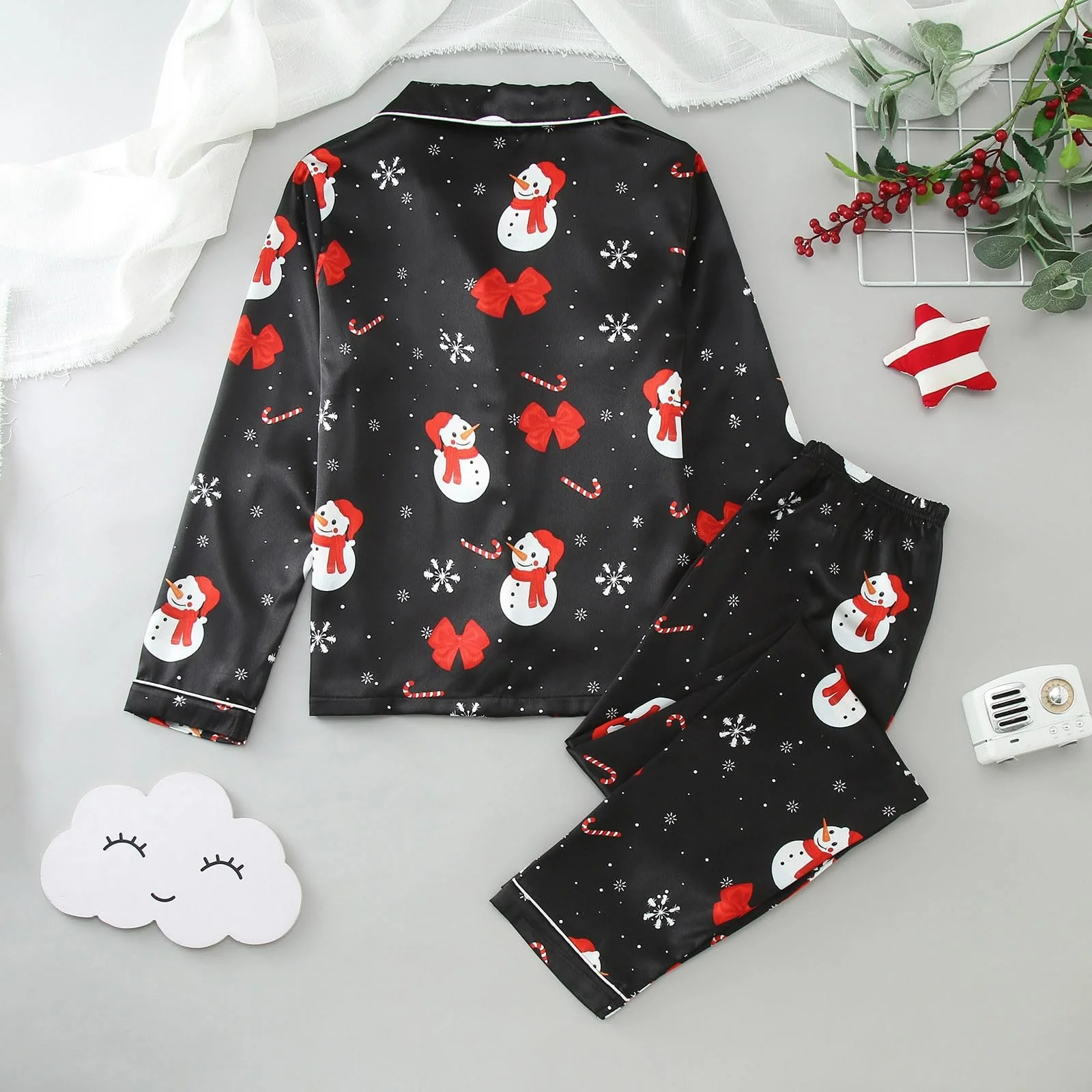 Дитяча Різдвяна Піжама Сніговик Довгий Рукав Бавовна Зима, фото №2