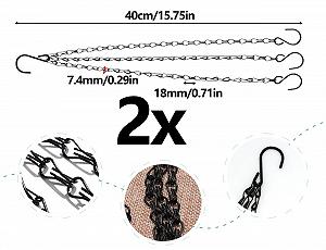 Набор цепочек для подвесных корзин Металлические трехпроводные с S-образными крючками, 2 шт., 32 см, Черный synthetic.ua - Фото 1