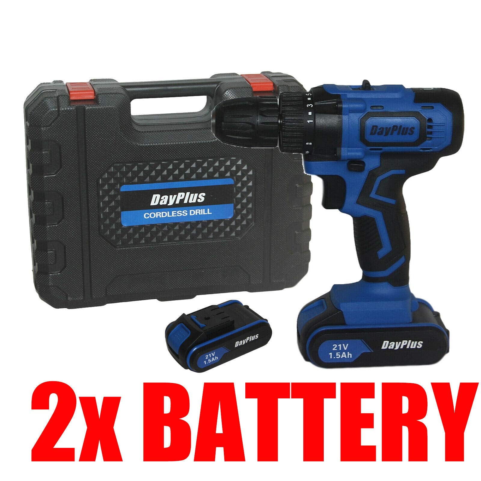 Бездротовий шуруповерт 29 шт. Біти LED Світло 21 В 1500 мАг Літій-іонний акумулятор Чорний, фото №2