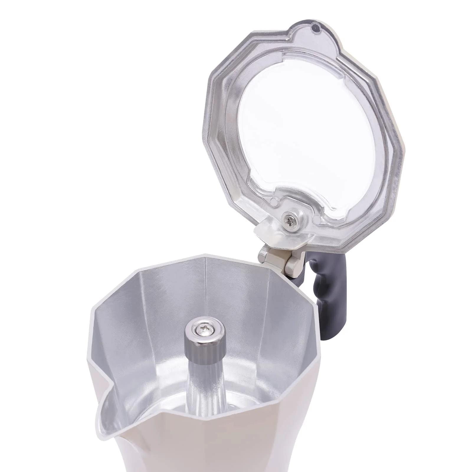 Ручная кофеварка с термокрышкой и ручкой бежевая основа, фото №6