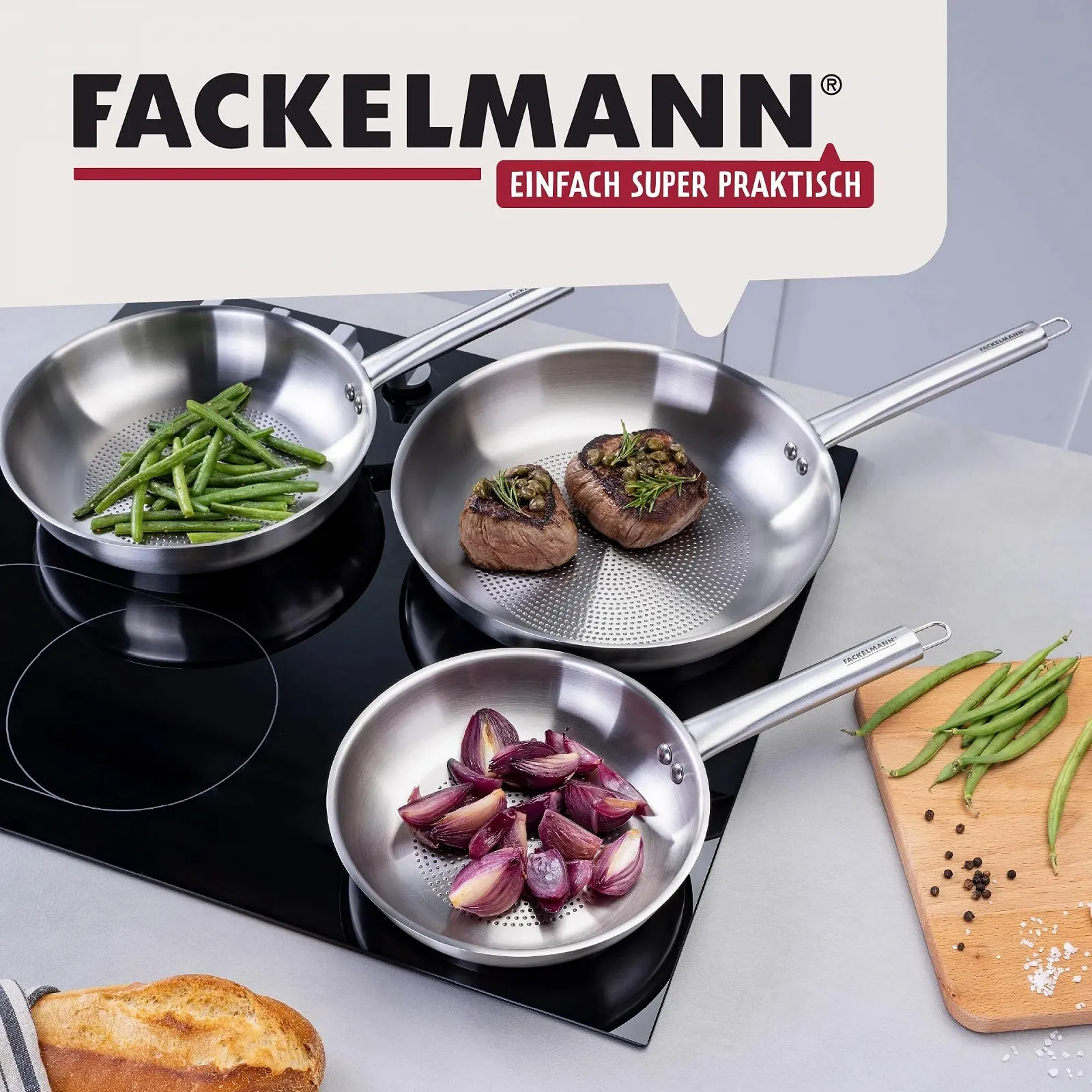 Сковорода FACKELMANN с овальной ручкой, диаметр 20 см, из высококачественной нержавеющей стали, фото №7