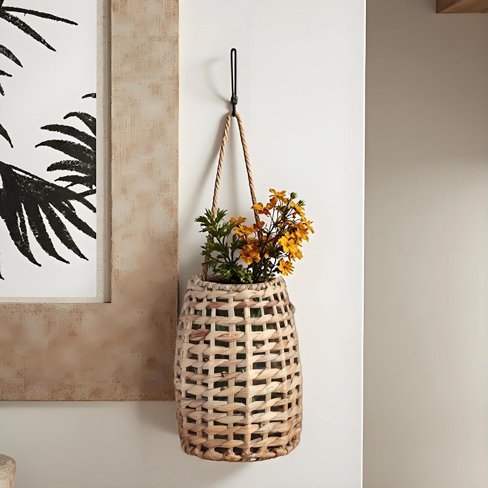 Підвісний кошик GYASVWU плетений водний гіацинт з ручкою, фото №4 Підвісний кошик GYASVWU плетений водний гіацинт з ручкою, фото №4
