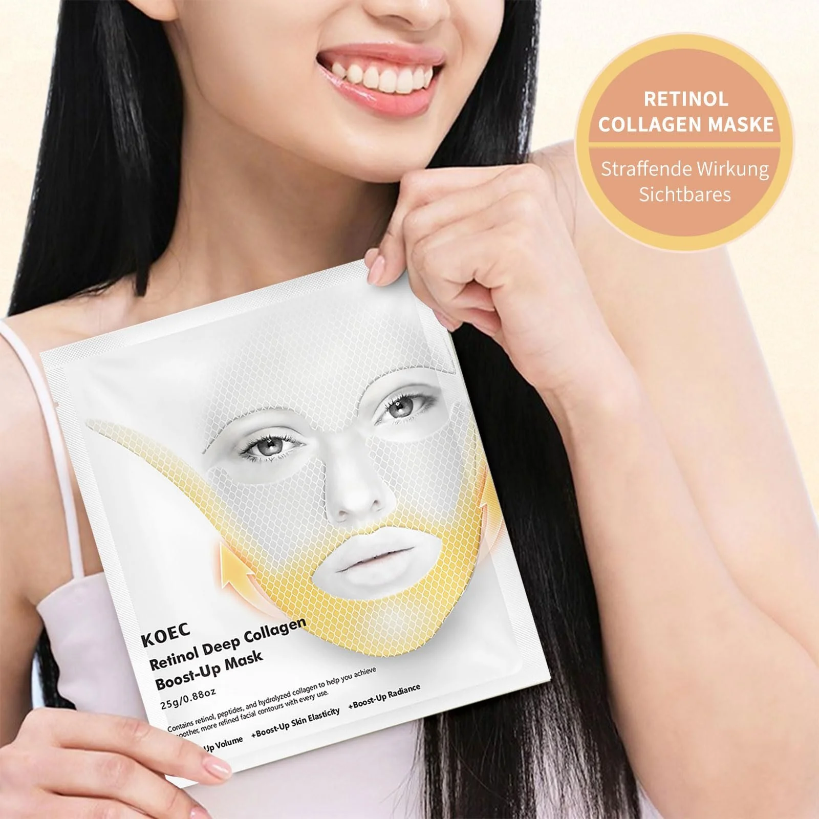 Маска Retinol Deep Collagen, Маска для повышения уровня коллагена, Маска для удаления двойного подбородка, 3D лента для подтяжки лица для V-образной линии, Корейский уход за кожей против морщин, Маска для подбородка улучшает эластичность, фото №6