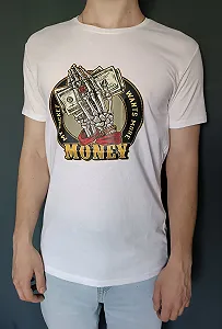 Купити Белая хлопковая футболка с принтом унисекс - Фото 1 Белая хлопковая футболка с принтом унисекс - Фото 1