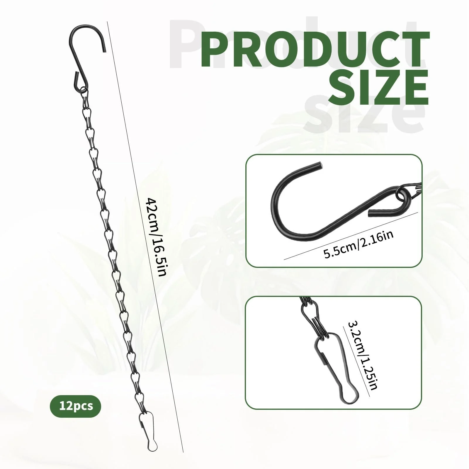 Цепи для подвешивания 12 шт. 42 cm Черные Металлические, фото №2