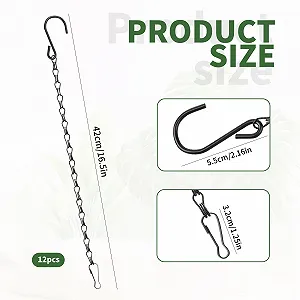 Цепи для подвешивания 12 шт. 42 cm Черные Металлические synthetic.ua - Фото 1