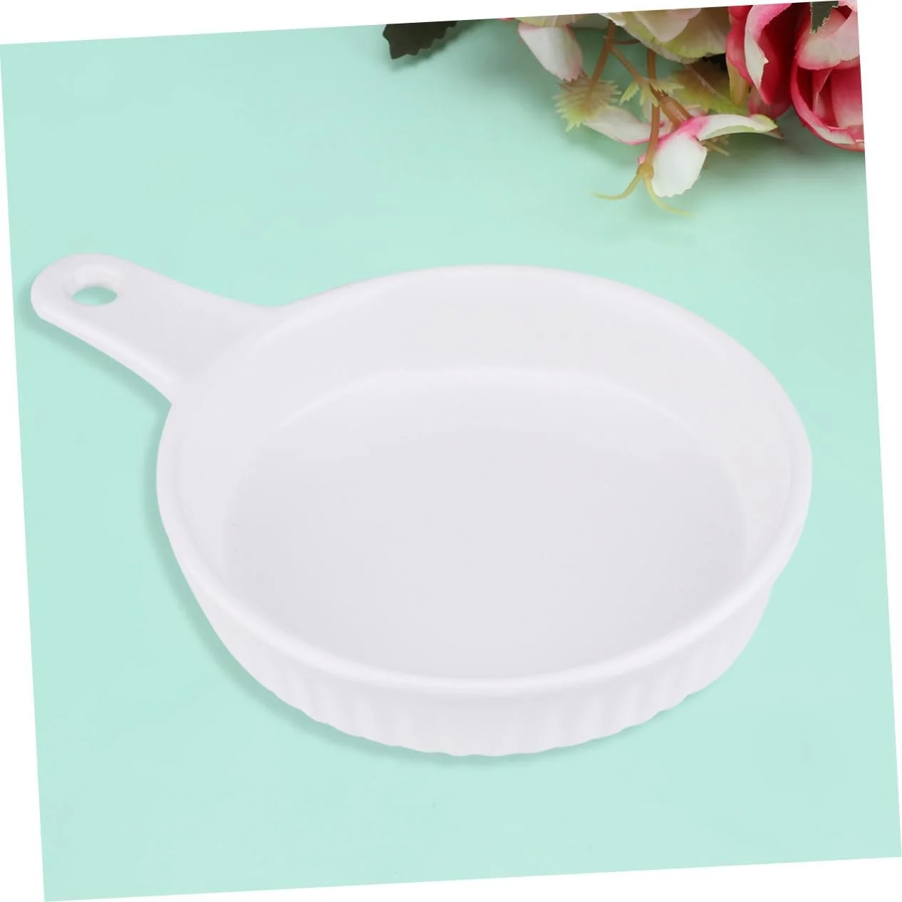 Форма для выпечки Cabilock керамическая круглая с ручкой термостойкая Белый, фото №6