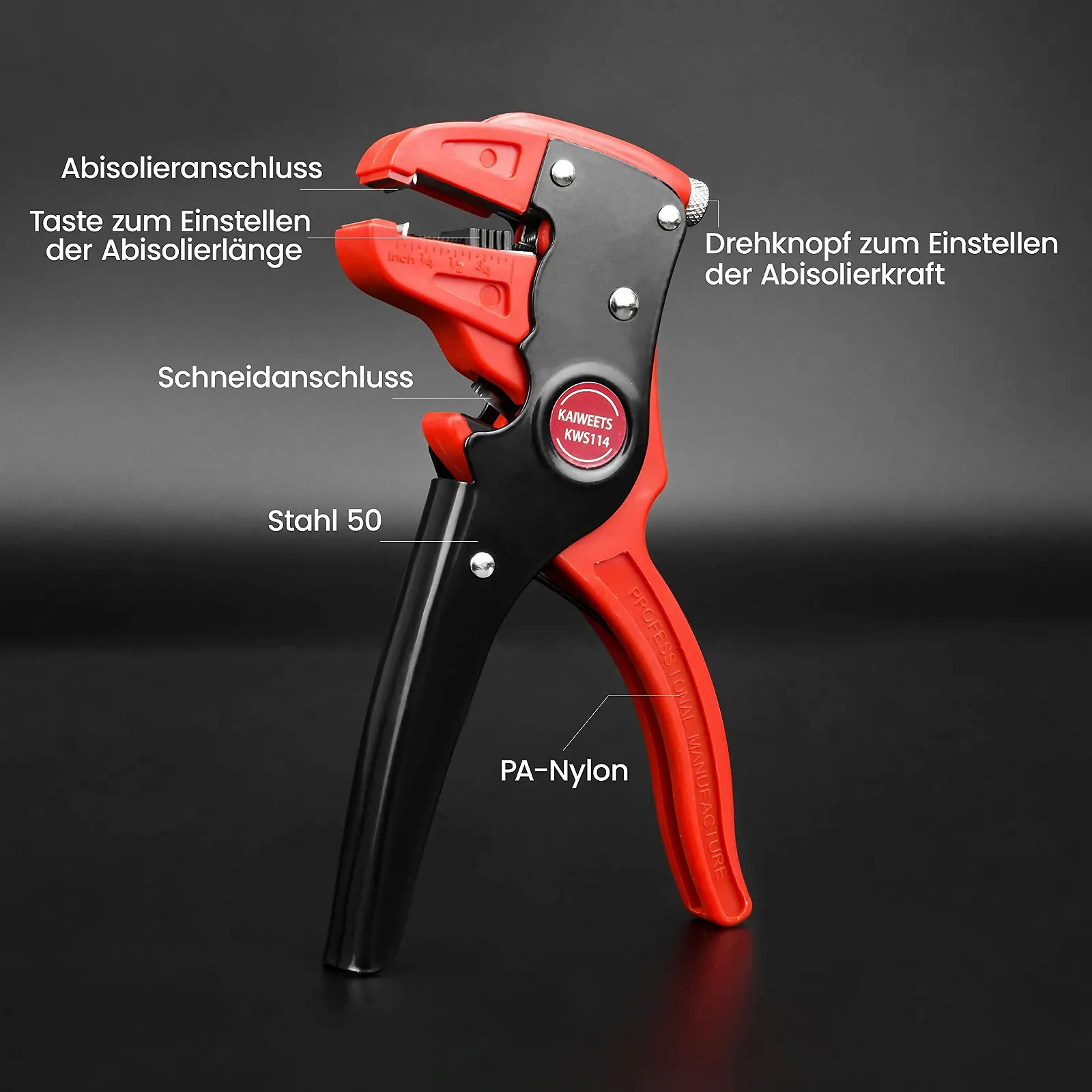 Автоматический стриппер и кусачки KAIWEETS 2 в 1 24-10 AWG (0.2 мм²-5.5 мм²), фото №2