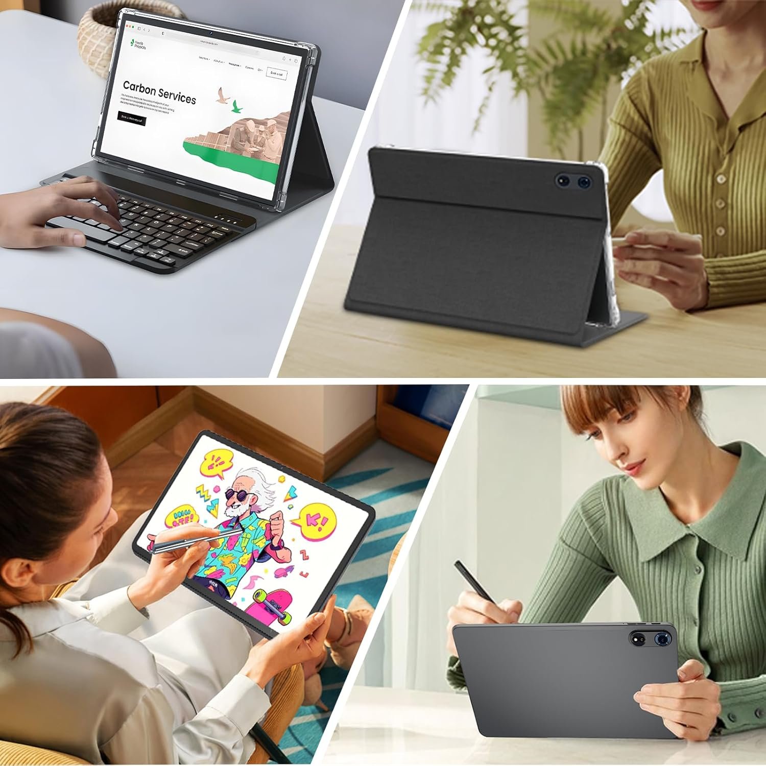 Планшет 12" 2K JJGJ TAB9 8+16/256 ГБ 5G 8 ядер Android 14 8000 mAh Черно-серый, фото №3