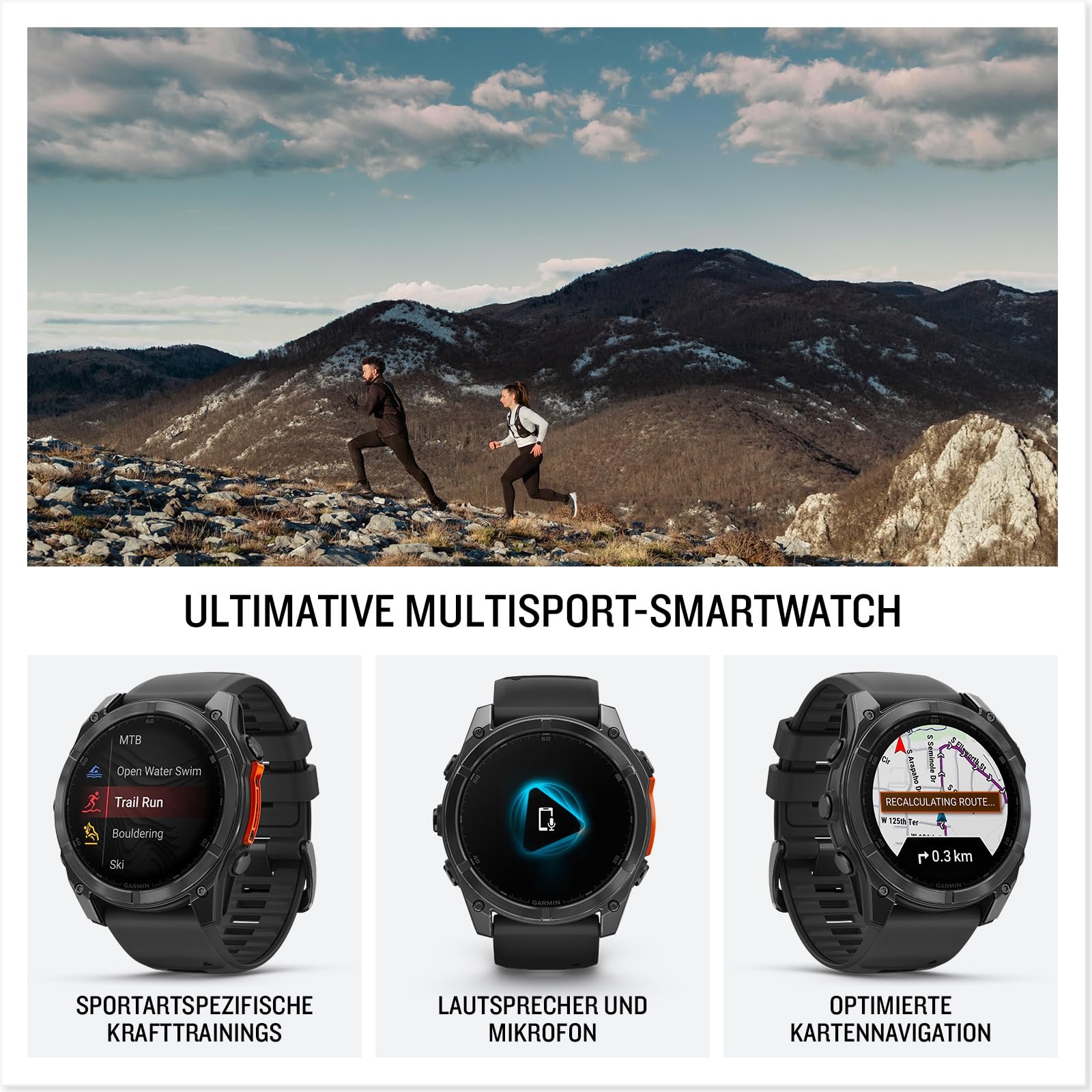 Смарт-годинник Garmin fēnix 8 GPS Multisport 51 мм AMOLED, сенсорний/кнопковий дисплей 1.4 дюйма, ліхтарик, карти Topo, понад 80 попередньо встановлених спортивних додатків, телефонія, Music Pay, фото №3