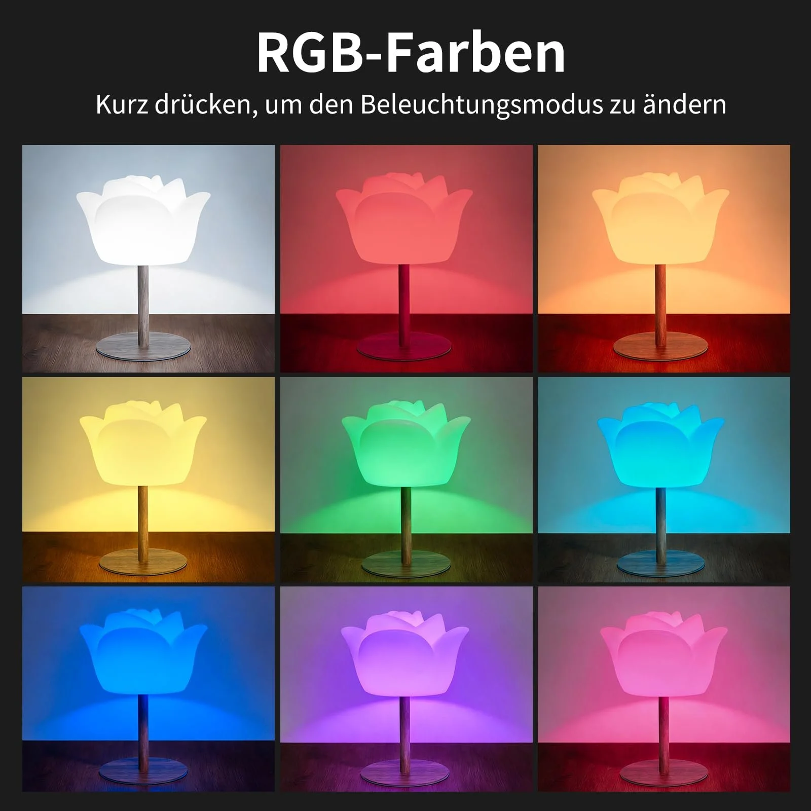 Настільна лампа Flower Design Wireless IP64 RGB 130 лм 4000 mAh 27/41 см White, фото №5