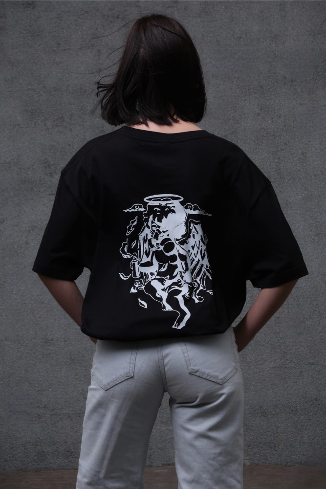 Оверсайз футболка з принтом Without respirator black, фото №4 Оверсайз футболка з принтом Without respirator black, фото №4