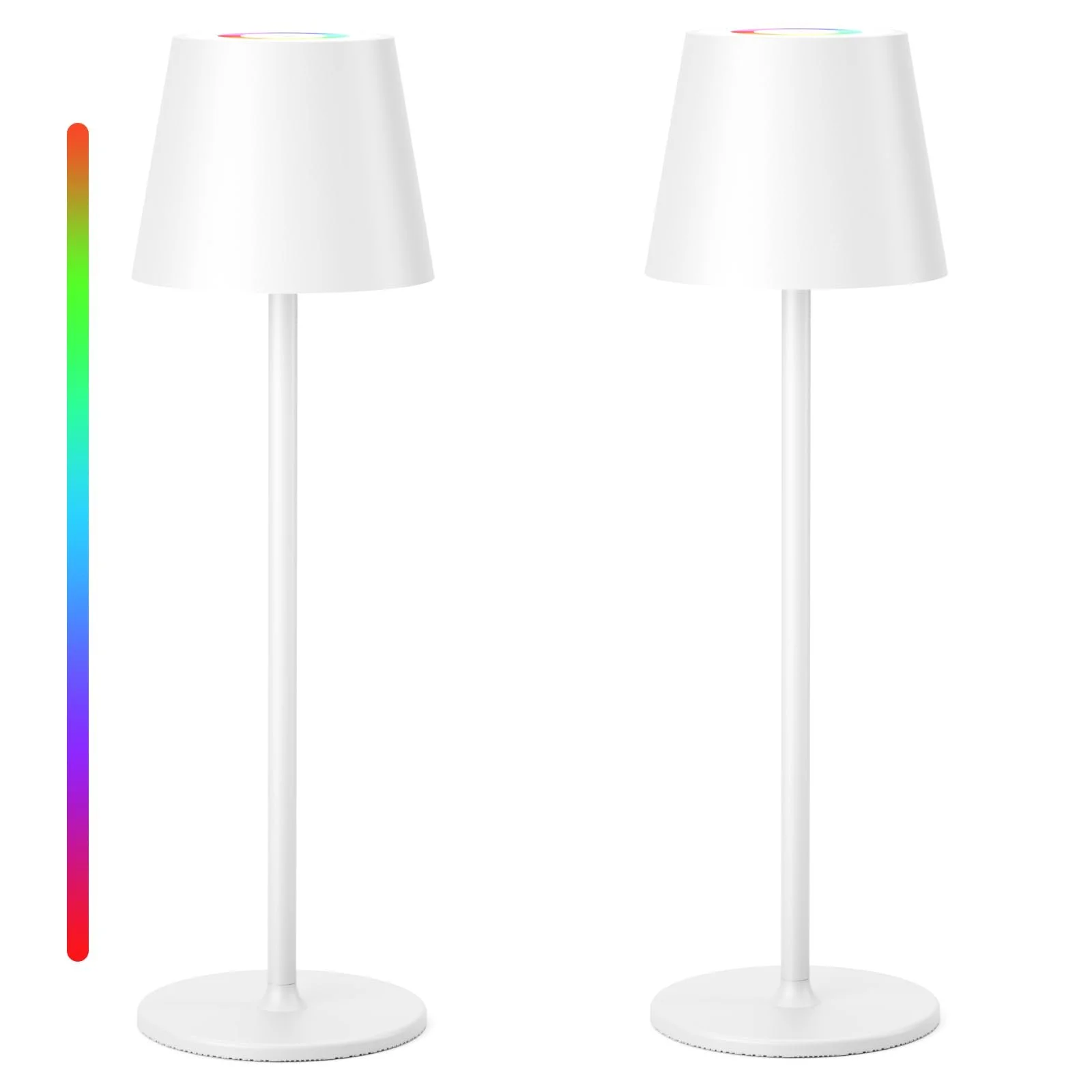Настільна лампа Keepoo Wireless Dimmable LED Акумуляторна IP54 3000 K + RGB Біла (2 шт.), фото №1