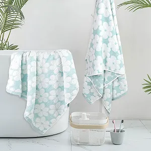 Набір рушників Floral Jacquard 100% бавовна 70x140 см 2 шт. аквамариново-блакитний synthetic.ua - Фото 1