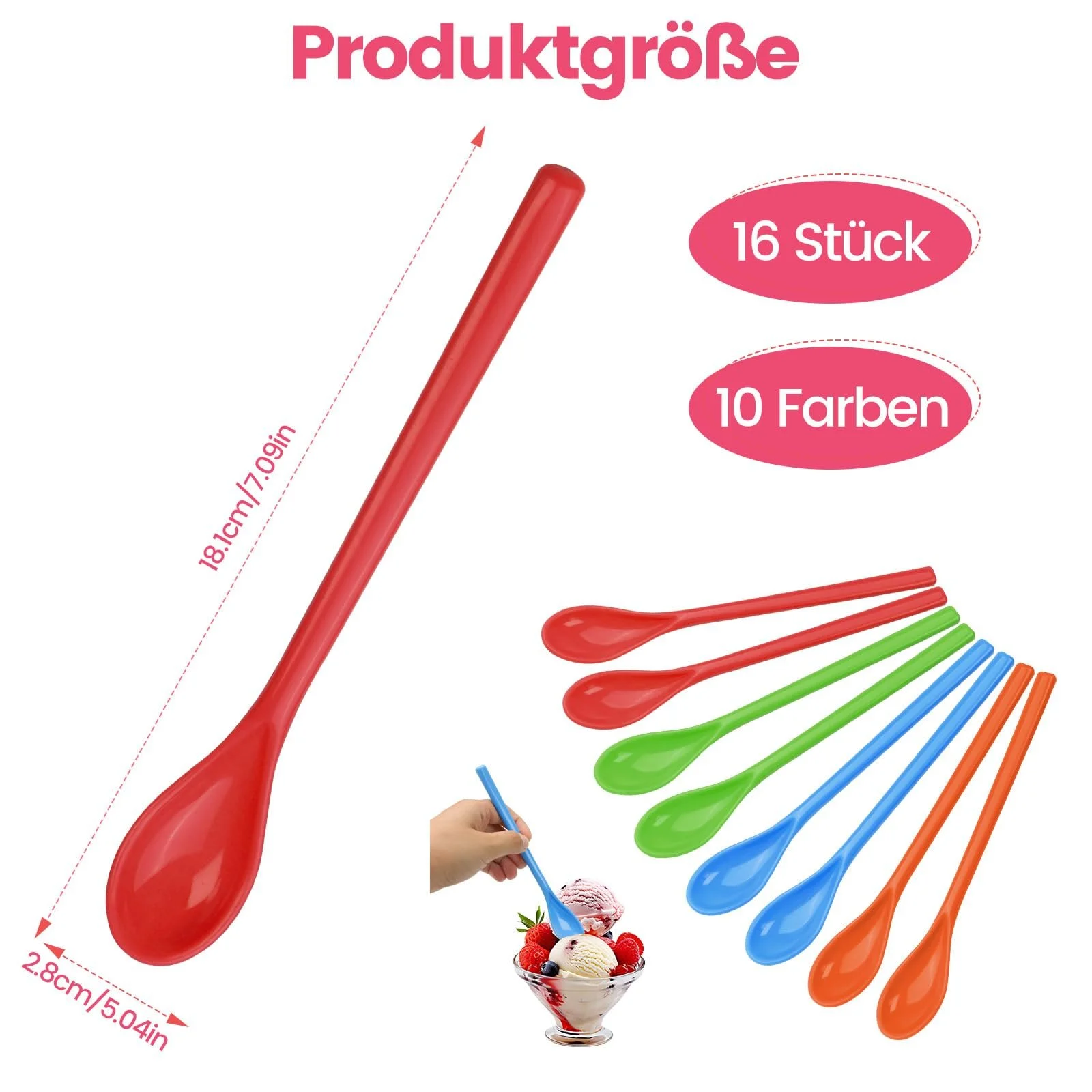 Набір з 16 яєчних ложок, пластикові довгі, фото №2