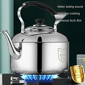 Чайник з нержавіючої сталі з потовщеним свистком, для газової побутової плити, індукційної плити, 4 л synthetic.ua - Фото 1